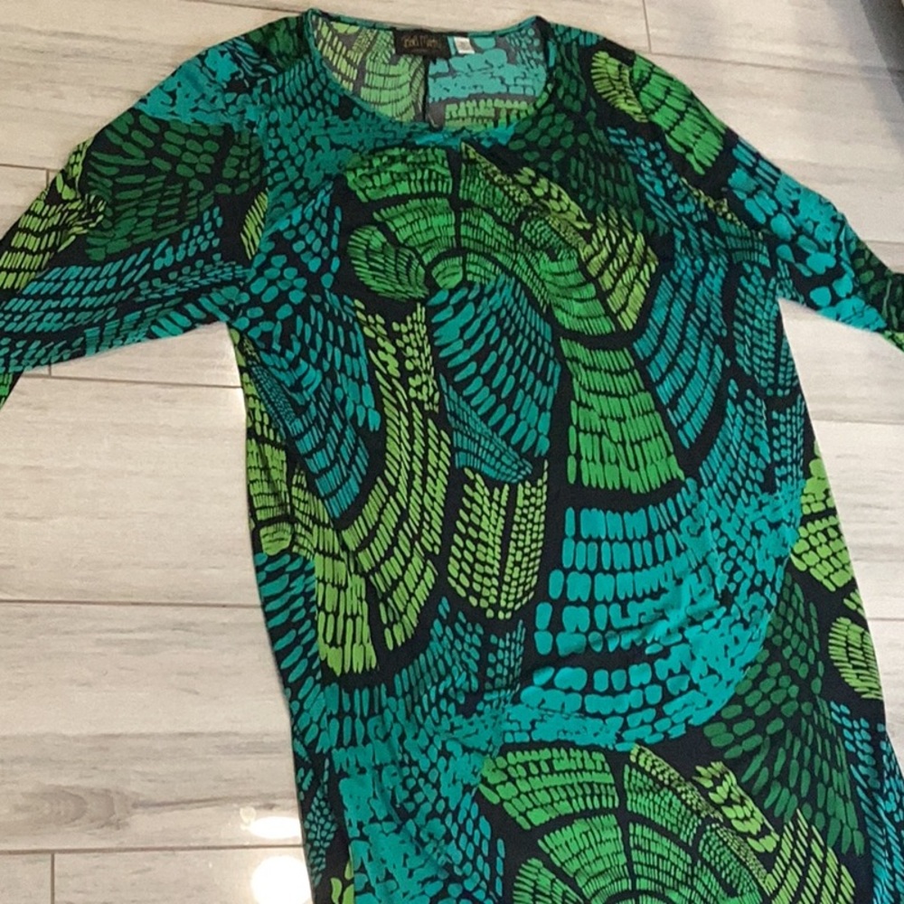 Bob Mackie Green and Black Maxi Dress, NWOT